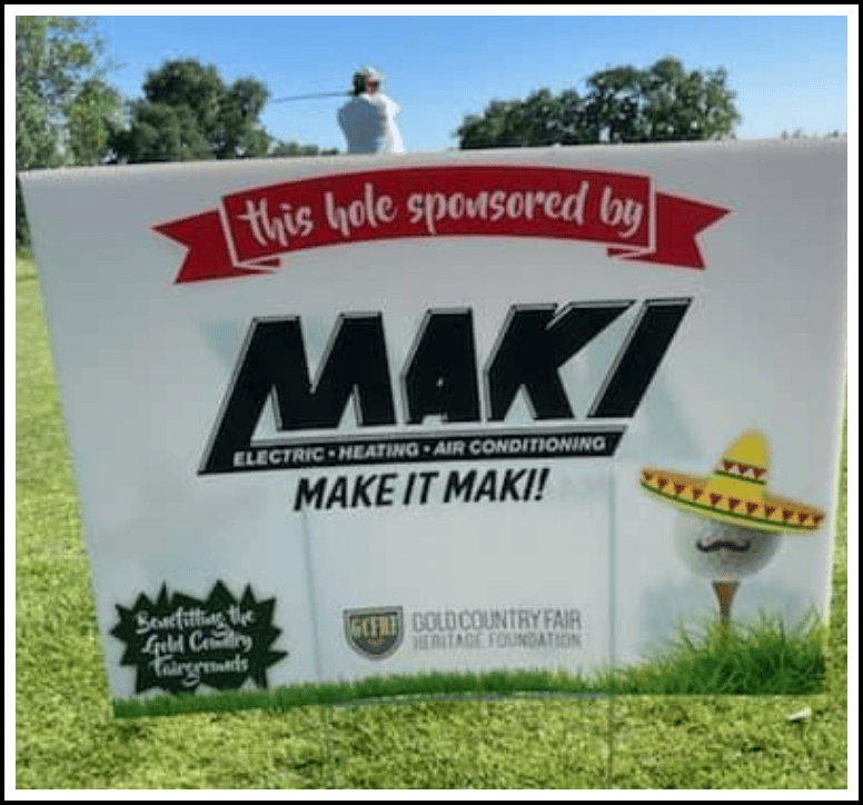 Golf hole sponsored by Maki Heating & Air Conditioning in Auburn, California.